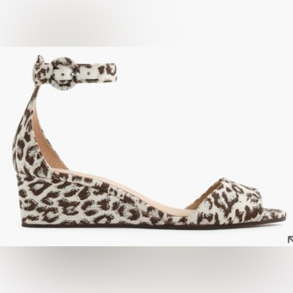 J. Crew Laila wedge size 8.5 Slightly stacked, leopard print ankle strap sandal
